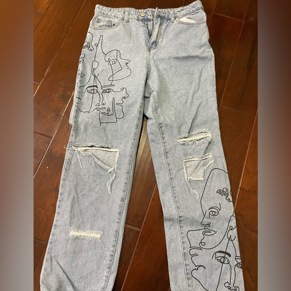 light wash ripped jeans from shein